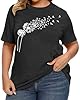 VVNTY Women’s Plus Size T Shirts Cute Dandelion Print Graphic Tshirt Oversized Summer Short Sleeve Round Neck Top XL-5XL (grey2,4XL Plus) #3