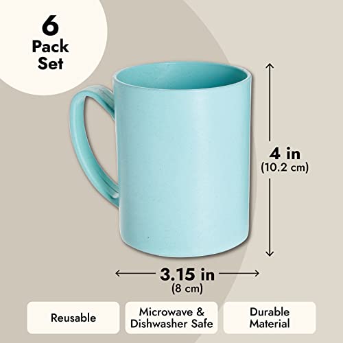 Okuna Outpost 6 Pack Unbreakable Wheat Straw Cups For Coffee, Tea, Milk, Juice, 3 Colors, Light Blue, Green, And Pink, Reusable Mugs, Dishwasher And Microwave-Safe (13.8 Ounces) #TOP4