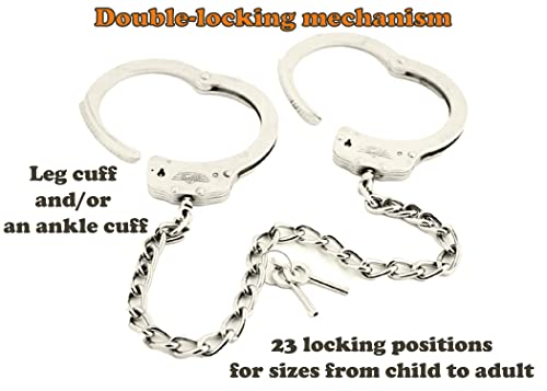 Uzi 16-Inch Twist Chain Double Lock Leg Iron Cuffs - Adjustable, Professional Grade, Durable, Versatile Ankle Handcuffs With 2 Keys - Perfect For Tactical Gear, Roleplay, Father's Day Gift #TOP4