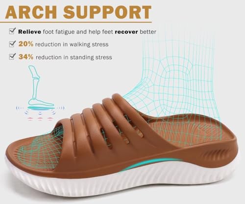 Image of KuaiLu Womens Recovery Sandals With Comfortable Plantar Fasciitis Support,Ladies Orthotic Open Toe Sport Slides Thick Cushion Reduces Stress on Feet,Joints & Back Post-Exercise