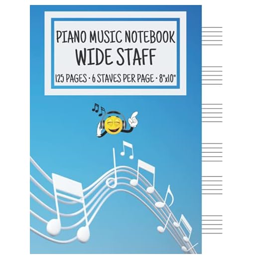 Piano Music Notebook - Wide Staff: Music Writing Notebook For Kids | Blank Piano Sheet Music Notebook | Wide Staff Blank Piano Manuscript Paper | 6 Staves Per Page | 8"x10" | 125 Pages
