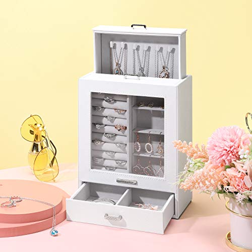 Homde Jewelry Organizer Girls Women Jewelry Box For Necklaces Rings Earrings Gift Jewelry Storage Case Porcelain Pattern Series (White) #TOP4