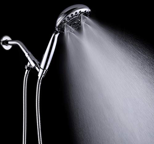 Handheld Shower Head High Pressure 6 Spray Settings, Detachable Hand Held Showerhead 4.9" Face With 70‘’ Extra Long Stainless-Steel Flexible Hose And Metal Adjustable Bracket (Chrome) #TOP2