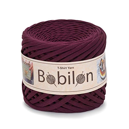 Cotton T-Shirt Yarn – 5–7 mm Jersey Ribbon for Crochet, Knitting, Macrame, DIY Crafts – 110 Yards – Soft Cotton for Bags, Baskets, Cushions – Marsala