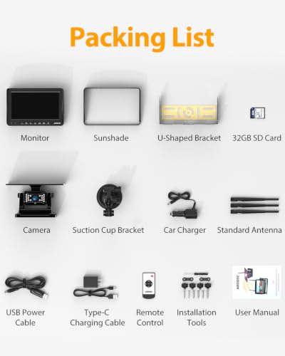 Magnetic Solar Wireless Backup Camera:Plug and Play 7" DVR 1080P Monitor - image 9