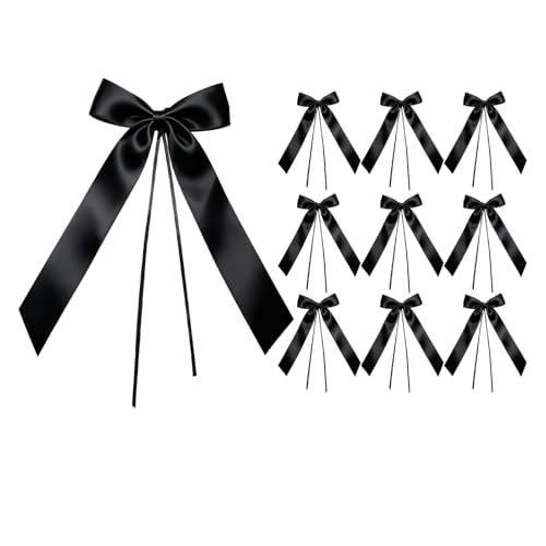 Pevlkawr 10 Antennenschleifen Schwarz aus Satinband, 21 cm lang, 13 cm breit, für Auto Hochzeit...