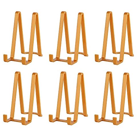 Plate Stands for Display - Plastic Easel Stand Plate Holder Display Stand Picture Frame Stand for Pictures | Photo|Decorative Plate |Dish | Tabletop Art - 6 inch-Gold Cover