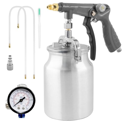 Air Undercoating Spray Gun with Suction Feed Cup & Gauge, 2 Extension Wands 360°Straight Spray...