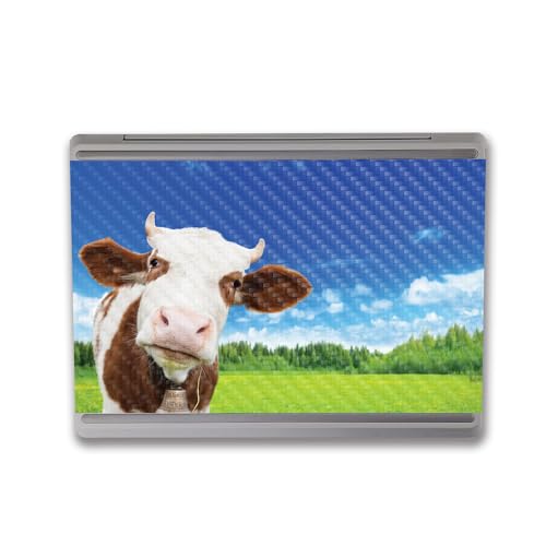 Image of MightySkins Carbon Fiber Skin Compatible with Microsoft Surface Laptop Go 3 (2023) Full Wrap Kit - Cow Face | Protective, Durable Textured Carbon Fiber Finish | Made in The USA