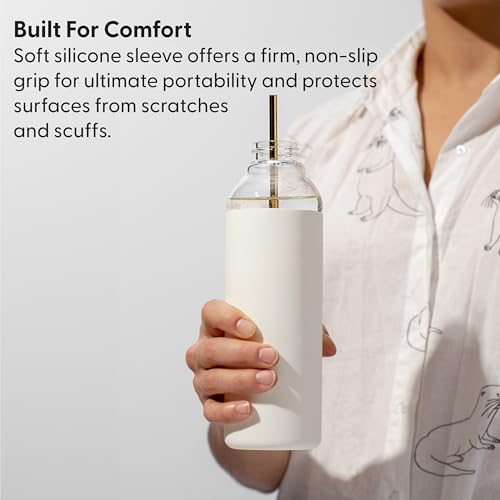 W&P Porter Glass Water Bottle w/Protective Silicone Sleeve | Terazzo Cream 20 Ounces | On-the-Go | Reusable Bottle for Coffee, Tea and Water | Portable by W&P - Image 5