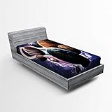 ABAKUHAUS Espacio Sábana Elastizada, Vía Láctea Planetas del Espacio, Suave Tela Decorativa Estampada Elástico en el Borde, 90 x 200 cm, Multicolor