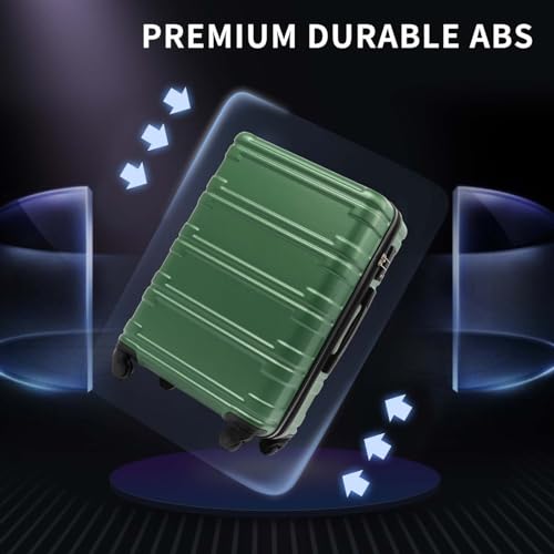 Altillo Luggage Sets 3 Piece PC+ABS Lightweight Hardside Luggage Sets with Spinner Wheels TSA Lock Hardshell Suitcase Set, 3-Piece Set (20/24/28) (Green)3