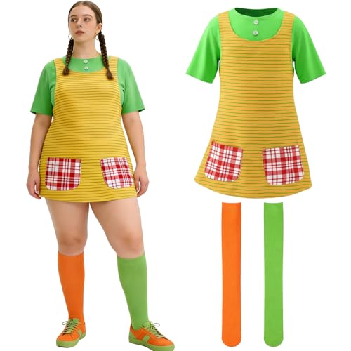 LECTNORE Déguisement Carnaval Femmes, Robe colorée avec bas, Tenue de soirée, Taille XXL