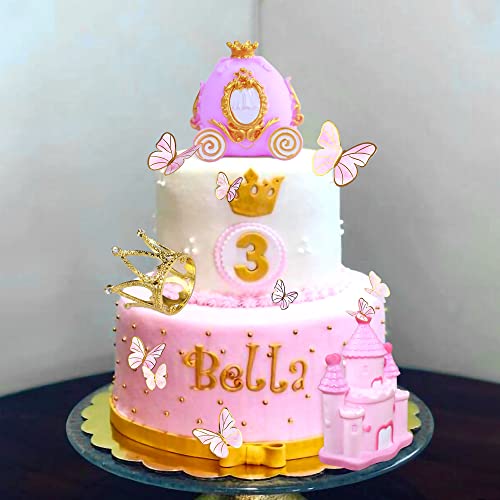 Jevenis Little Princess Cake Decoration Pink Princess Cake Decoration Castle Cake Decoration Crown Cake Decoration Princess Carriage Cake Decoration Fairy Princess Cake Decoration #TOP1
