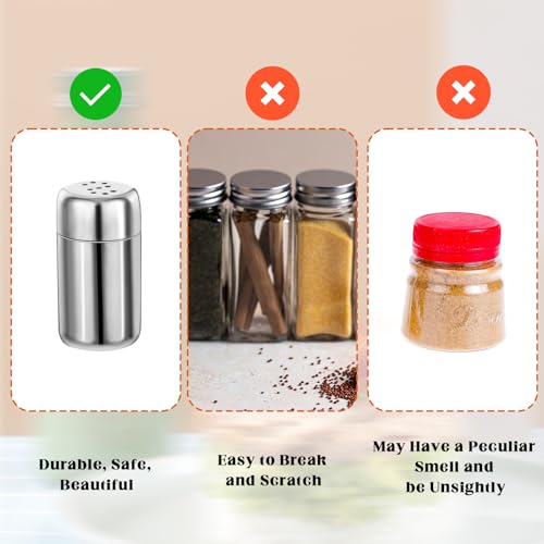 Saleiro e pimenteiro para cozinha, 4 peças, coqueteleira de aço inoxidável, saleiro com tampa, recip