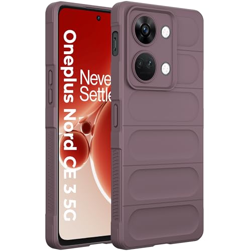 Image of A rtistque Liquid Silicone Stripes Back Cover Case for Oneplus Nord 3 5G | with Camera Protection | with Inner Fabric | Anti Slip Grip | AirBag Case - Purple