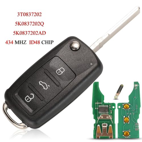 Fernbedienung Schlüsselkarte Autoschlüssel Tasten gehäuse für VW Beetle EOS Golf 6 Jetta T1guan Seat Skoda Fabia 434Mhz ID48 Chip