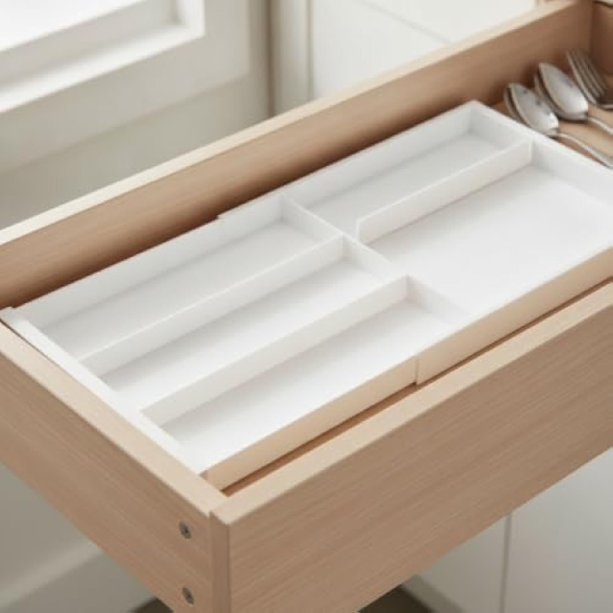 Kitchen Drawer Organizer with Adjustable Dividers