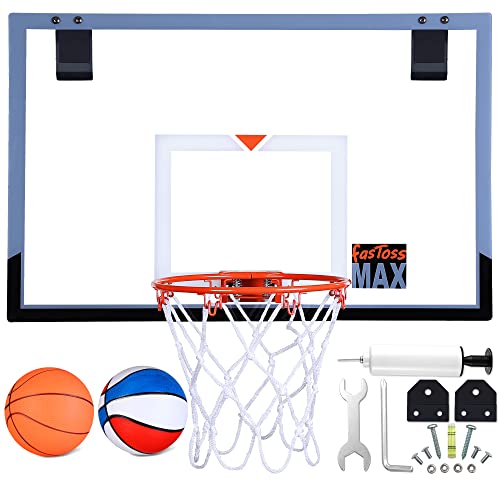 Large Indoor Mini Basketball Hoop For Wall Mount And Door 25 X 16 Inch Large Backboard For Office & Home Play, Basketball Gift For Teens And Adults With Complete Accessories #TOP6