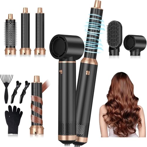 Souvik Cepillo de Aire Voluminizador 5 en 1, Multifuncional Secador de Pelo, con Hair Dryer, Alisador, Rizador Automático, Voluminizador, Tecnología Iónica, 3 Ajustes de Temperatura