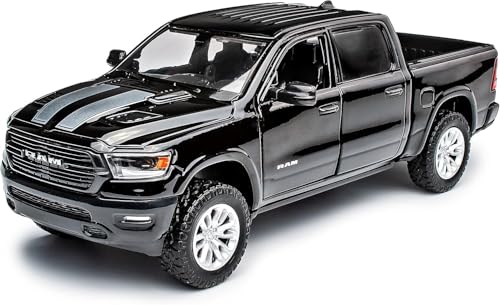 Motormax Dodge Ram 1500 Pick-Up Doppia Cabina Nero 5a generazione dal 2019 1/24 Modello Auto con Targhetta Individiuale