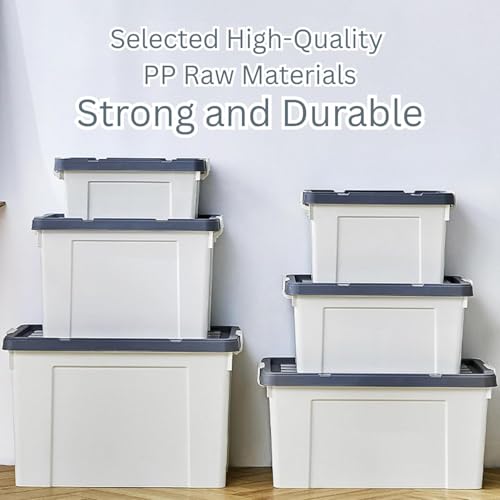 Image of Ash & Roh Multi-Size Plastic Storage Boxes with Secure Latching Lids, Stackable Storage Boxes for Home Organization, Bedroom, Kitchen, or Utility Room (Pack of 1, small-42cm X 30cm X 17cm)