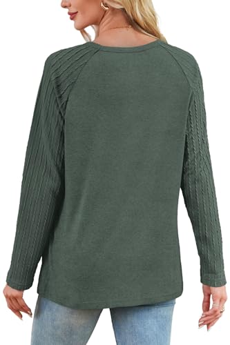Image of OFEEFAN Long Sleeve Shirts for Womens Fall Fashion 2026 Crewneck Oversized Sweatshirt Tunic Tops to Wear with Leggings