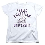 Texas Christian University Official Horned Frogs Logo Women's T Shirt, White, Small
