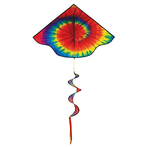 In the Breeze 3326 — Tie Dye Delta Kite with Spinning Tail - Fun, Easy Flying Kite