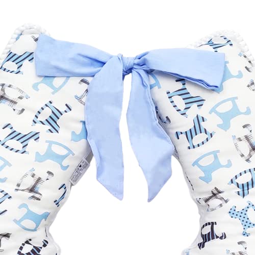 Capa De Almofada Para Amamentação Bebê Cavalinho Azul Bebê