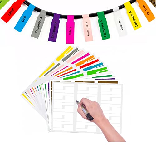 12 Sheet 360 Pcs Cable Labels Tags For Cable Management, Ytpzcl Colorful Waterproof Cord Labels Tags For Electronics, Self Adhesive Tear Resistant Wire Labels For Laser Printer And Handwriting #TOP19