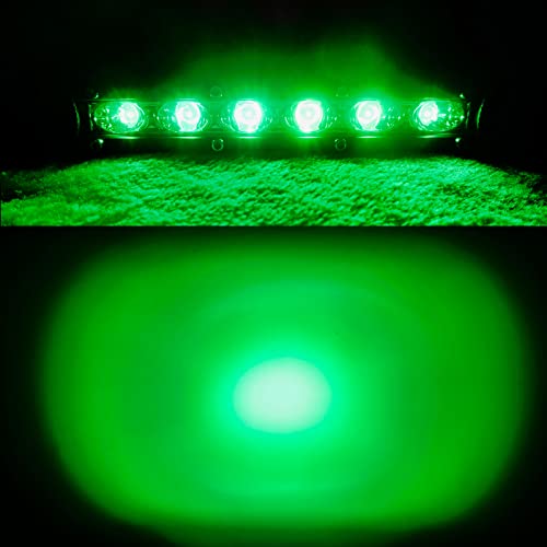 7-Inch 18W Green Single Row Off-Road Led Light Bar Pods, Work Driving Fog Lights, 12V 24V Ultra-Slim Thin Waterproof Combo Flood Spot Navigation Lights For Truck Atv Boat Cars Tractor, 2X Green, 36W #TOP7