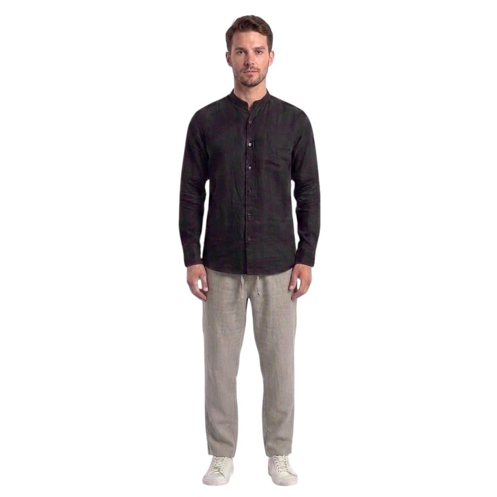 Linen Blend Chinese Collar Shirt & Baggy Trouser Combo Set.-image-23