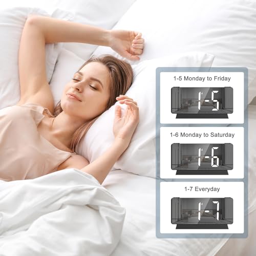 Ankilo Neueste Dualer Projektionswecker,Wecker Digitaler Projektionswecker mit Temperatur & Feuchtigkeit,180° Projekt Uhr, Elektronische Tischuhr,Reisewecker,Digitaluhr für Haus,Schlafzimmer
