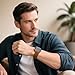 Bestig Leather Bands Compatible with Apple Watch Band 49mm 46mm 45mm 44mm 42mm(Series 3 2 1) for Women Men, Genuine Leather Wristband Strap for iWatch Ultra SE Series 10 9 8 7 6 5 4(Brown+RoseGold)