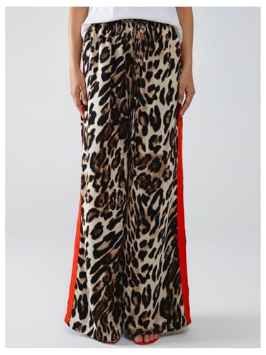Image of SHENHE Women's Cheetah Print Wide Leg Baggy Pants Y2k Side Loose Streetwear Trousers