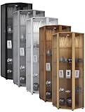 VCM Eckvitrine Glasvitrine Standvitrine Schrank Sammelvitrine Vitrine Glas Regal Buche 175 x 57 x 57 cm 