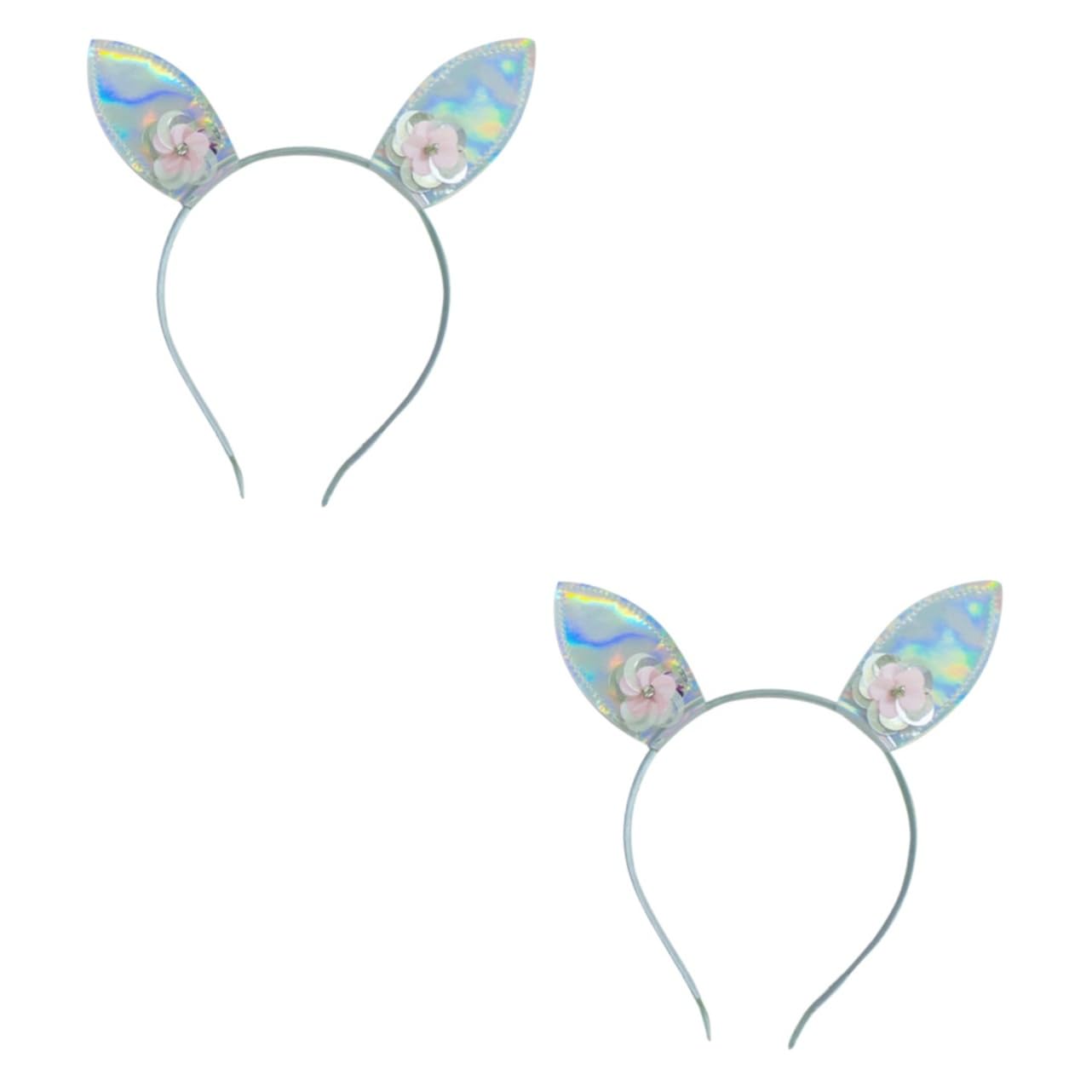 FRCOLOR 2 Piezas tocado de fiesta cintas para el pelo de lentejuelas diademas de niña tocado de conejito aro de pelo de la boda tocado de orejas de conejo aro de pelo de fiesta Pelo animal