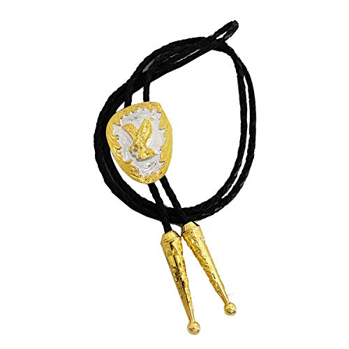 LAXPICOL Men's Vintage Western Cowboy Golden 3D Eagle Bolo Tie Native American Bola Tie Necktie