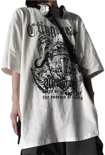 Camiseta feminina masculina Y2K Emo Grunge Gothic Cross Graphic