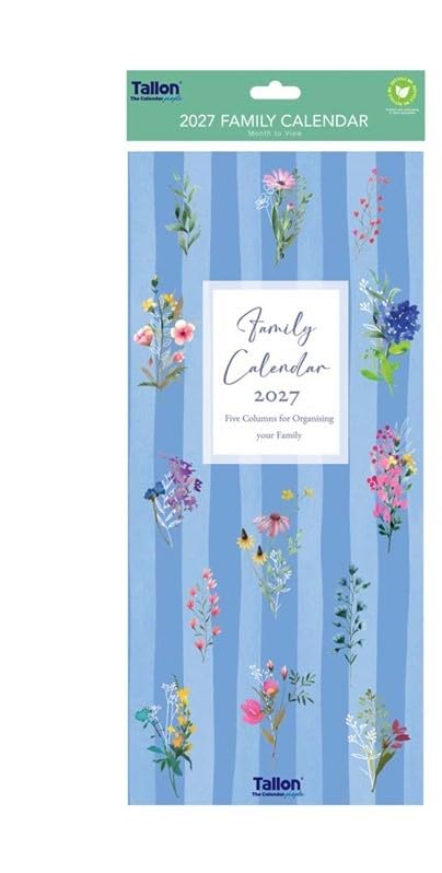 2027 Super Slim Month to View Spiral Bound Hanging Wall Calendar Home Office (Botanical 5 Column) โ image 1