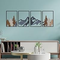ESTART 4 Stück Metall Berg Wandkunst, große Berge