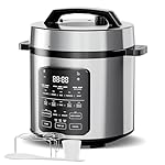 Simple Deluxe 12-in-1 Electric Pressure Cooker, 6QT Stainless Steel & Non-Stick Multi Cooker for Slow Cook, Meat Stew, Cake, Porridge, Multigrain, Dishwasher Safe, Silver