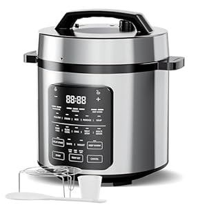 Simple Deluxe 12-in-1 Electric Pressure Cooker, 6QT Stainless Steel & Non-Stick Multi Cooker for Slow Cook, Meat Stew, Cake, Porridge, Multigrain, Dishwasher Safe, Silver