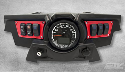 Aluminum Dash Switch Panel For 2015 Polaris RZR XP 900 - Blue, With 6 Rocker Switches (4 Laser Backlit)
