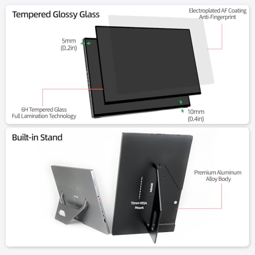 Image of Intehill 16 inch 2.5K Touchscreen Portable Monitor, 120Hz Portable Gaming Monitor w /HDR & Freesync, 16:10 Display with Full Laminated Tempered Glass, Touch Screen Travel Monitor for Laptop, T16KB (Silver)