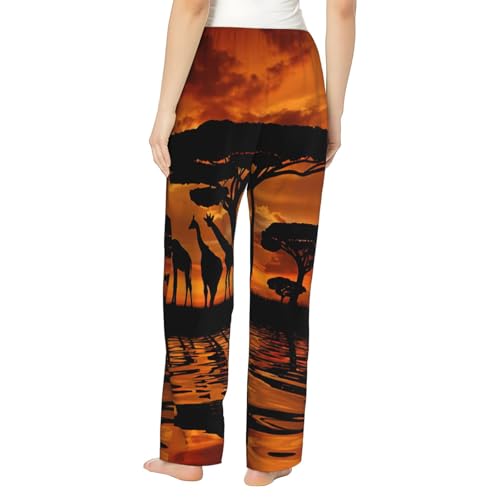 Pantalon de pyjama giraffe pour femme en polyester doux avec poches - 4