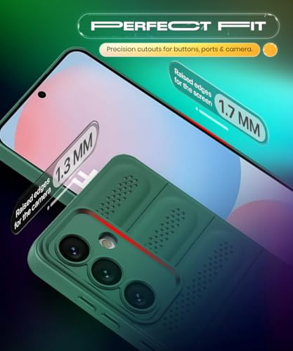 Image of WOW IMAGINE Ultimate Silicone Back Cover Case for Samsung Galaxy S24 FE 5G | Heat Dissipation Thin Soft TPU | 360 Camera Protection | Breathable Cooling Holes - Forest Green