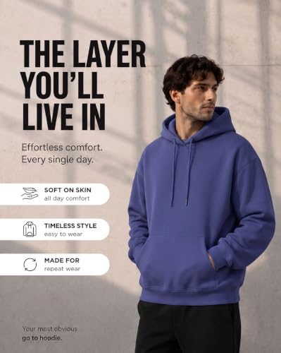 Image of NOBERO Oversized Solid Hooded Sweatshirt for Men | Oversized Hoodie for Men | Hooded Pullover | Cotton Rich Printed Hoodie 280 GSM Fleece