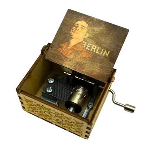 Image of Zesta Money Heist Wooden Musical Box Gift | Vintage Music Crank Mini Collectible for Girlfriend, Boyfriend, Husband, Wife | Unique Musical Gifts for Music Lovers | Classic Wooden Box